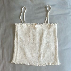 Brandy smocked white top